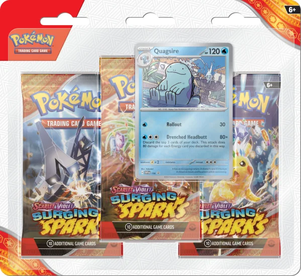 (image for) Pokemon TCG: Scarlet & Violet 8 - Surging Sparks - 3-Pack Triple Blister - Click Image to Close