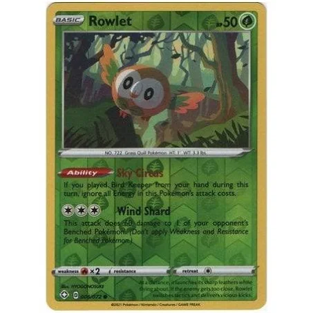 (image for) Rowlet Reverse Holo 006/072 Shining Fates