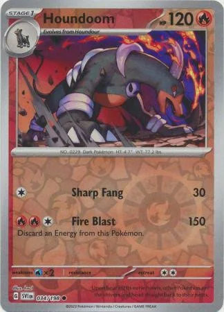 (image for) Houndoom Reverse Holo 034/198 Scarlet And Violet Base