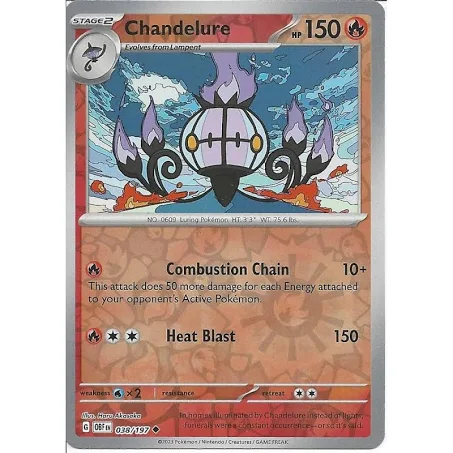 (image for) Chandelure Reverse Holo 038/197 Scarlet And Violet Obsidian Flames