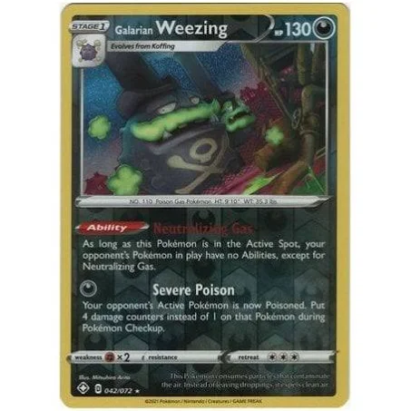 Galarian Weezing Reverse Holo 042/072 Shining Fates