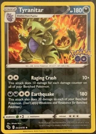 (image for) Tyranitar Reverse Holo 043/078 Pokemon GO