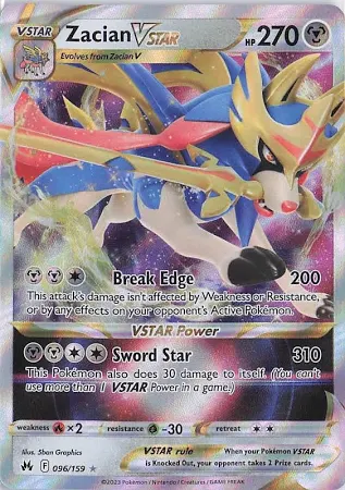 (image for) Zacian V Star Half Art Rare 096/159 Crown Zenith
