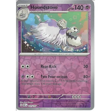 (image for) Houndstone Reverse Holo 101/197 Scarlet And Violet Obsidian Flames