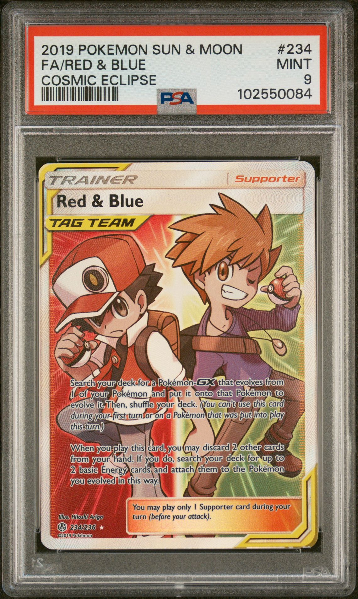 (image for) Red & Blue Tag Team Full Art 234/236 Cosmic Eclipse PSA Mint 9 Graded Card