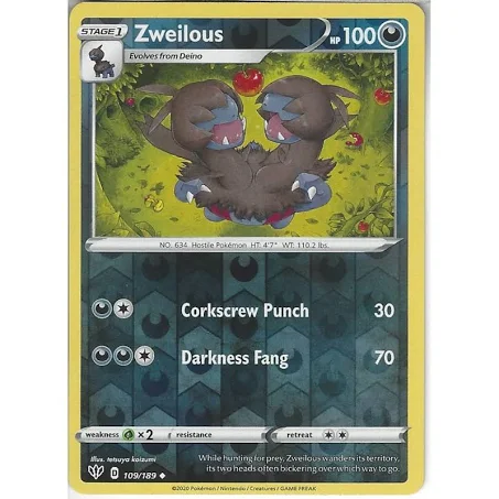 (image for) Zweilous Reverse Holo 109/189 Darkness Ablaze