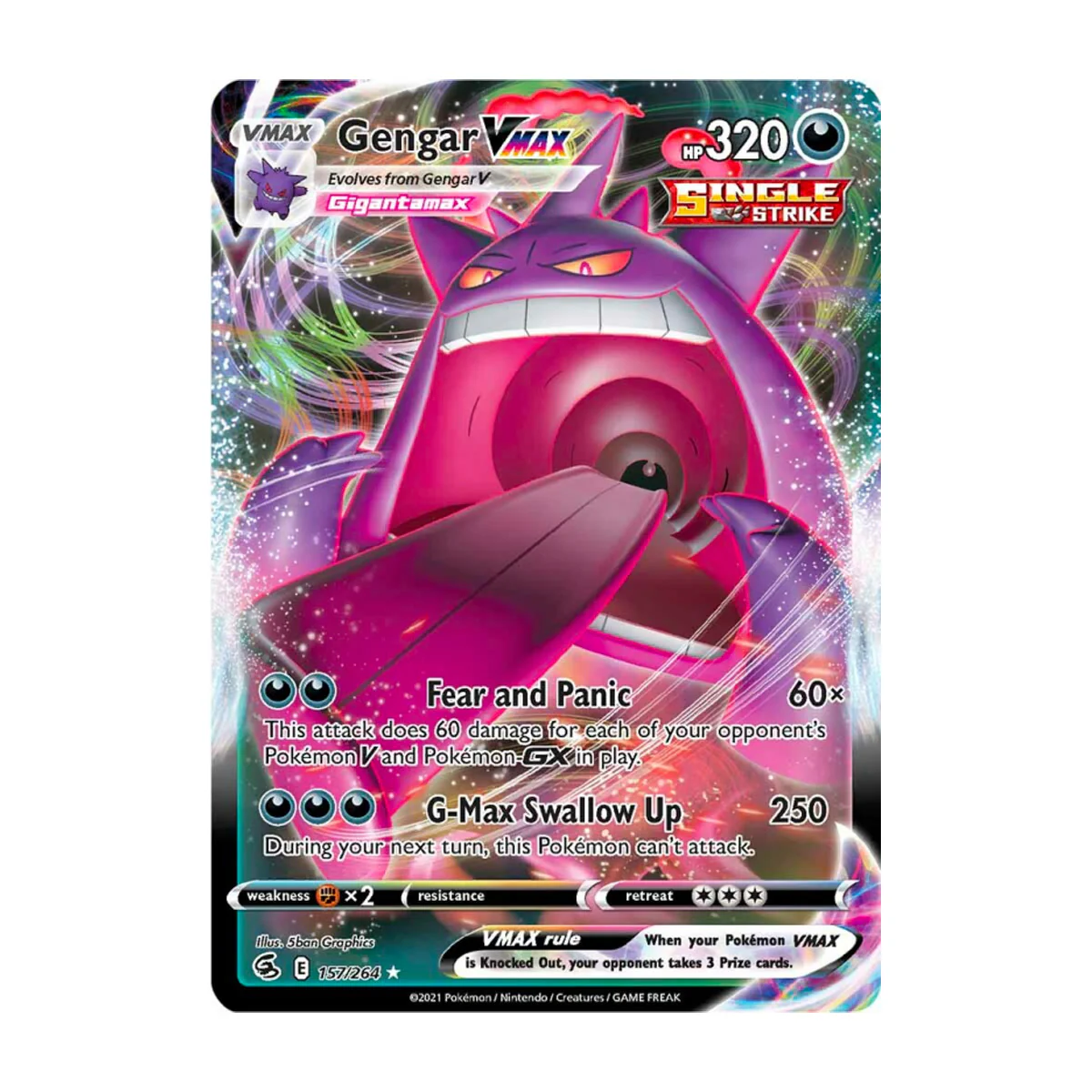 (image for) Gengar Vmax 157/264 Pokemon Fusion Strike Single Card