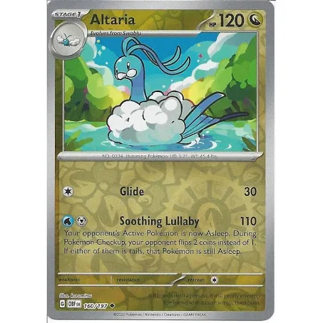 (image for) Altaria Reverse Holo 160/197 Scarlet And Violet Obsidian Flames