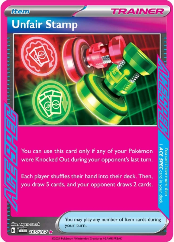 (image for) Unfair Stamp Hyper Rare Trainer 165/167 Twilight Masquerade Pokemon Single Card