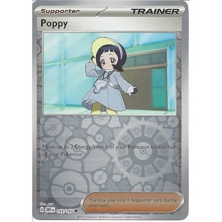 (image for) Poppy Reverse Holo Trainer 193/197 Scarlet And Violet Obsidian Flames