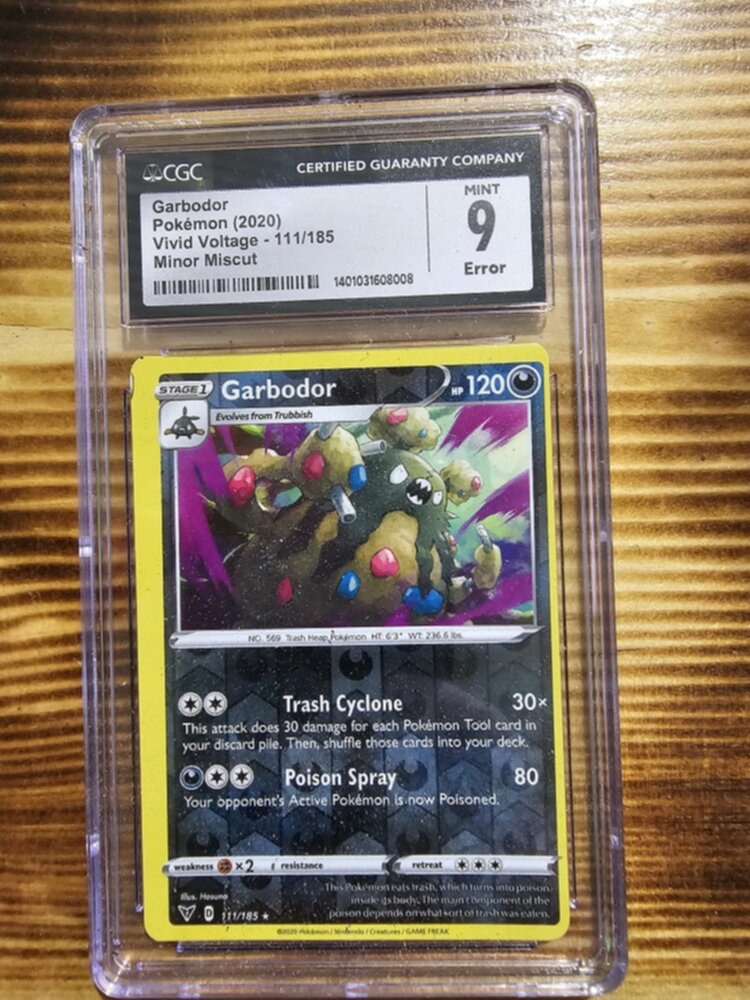 Garbodor Vivid Voltage Minor Miscut Error - CGC NM 9 Graded Pokemon Card
