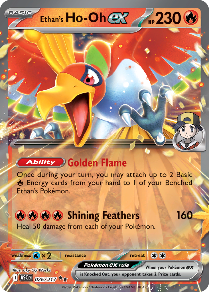 Ethan's Ho-Oh ex Half Art Double Rare 026/217 Ascended Heroes