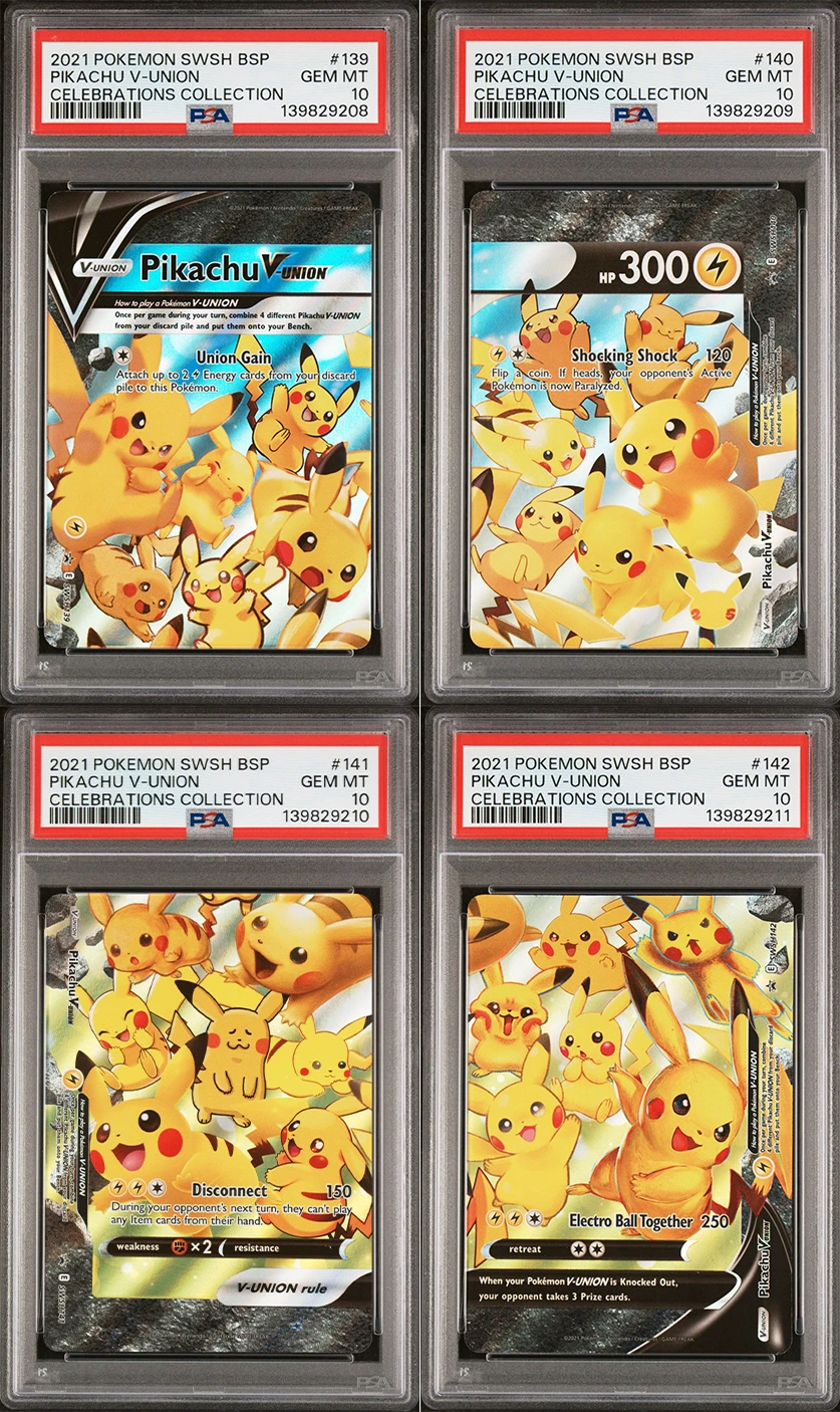 Sequential PSA 10 Pikachu V-Union – Celebrations Collection (4-Card Set)